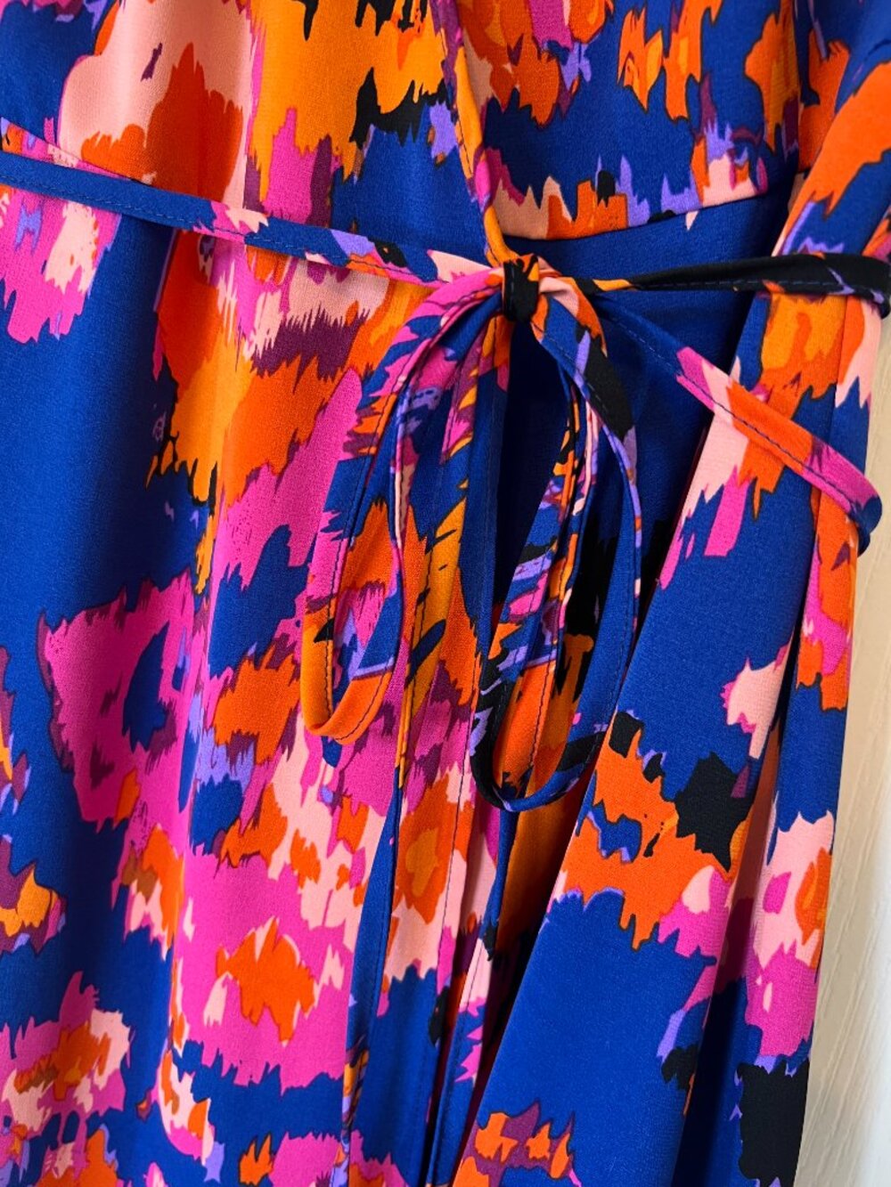 NWOT Pretty Garden High Low Wrap Midi Dress Short Sleeve Abstract Print SIZE Med - Picture 4 of 13